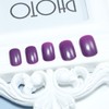 Allereya Coffin Short Press On Nails Shiny Purple Artificial Nails
