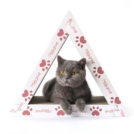 PETHUR Cat Scratcher Foldable,Triangle Cat Scratching Board,6 Usable Sides Cat Scratchers for Indoor Cats,Durable Recyclable Cat Scratcher Cardboard Vertical(Pack of 3),Pink