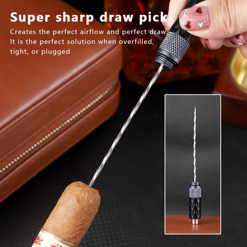 KEENSUN 2-in-1 Cigar Draw Enhancer & Poker Tool Portable Twin