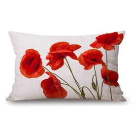 Solekla Poppy Flowers Farmhouse Pillow Covers 12x20 Inch,Home Decorative Throw Pillow Case Cushion Cover,Home Gifts,Housewarming Gift