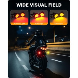 PBYMT 2PCS Motorcycle Metal Bullet 24 LEDs Rear Turn Signal Red Tail Light SMD Blinker Indicator Compatible for Honda Yamaha Suzuki Kawasaki Harley Sportster Dyna (Chrome)