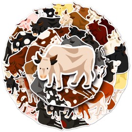 Cattle Stickers for Laptop(50 Pcs),Gift for Kids Teens Adults Girl,Cow Waterproof Stickers for Water Bottle,Vinyl Stickers for Scrapbook,Journal,Dairy,Skateboard