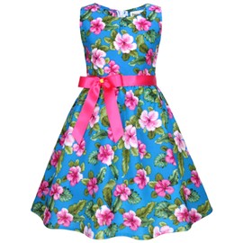 PrinceSasa Summer Cotton Dresses Girls Kids Floral Dress for Child,E31,5-6 Years(Size 130)