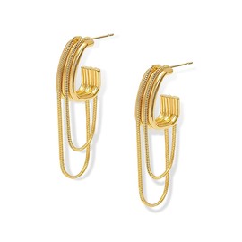Snake Chain Tassel Earrings for Women Geometric Drop Earrings Statement Dangling Earrings Layered Long Tassel Earrings Jewelry For Women Gift (Gold)