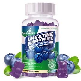 Creatine Monohydrate Gummies Complex for Men & Women -Advanced Formula W/L-Taurine + Vitamin B12, Sugar Free Chewable Supplement,90 Blueberry Gummies