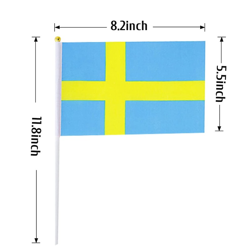 Sweden Flag Swedish Small Stick Mini Hand Held Flags Decorations
