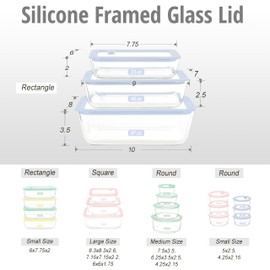 Urban Green Glass Food Container Set with Silicone Glass Lid, 3 Pack, Airtight, LeakProof, 100% Plastic Free, Meal Prep Food Storage Containers