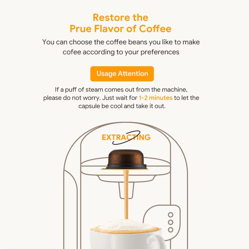 RECAFIMIL 2 Pack Reusable Coffee Capsules 200/220 ml with 2