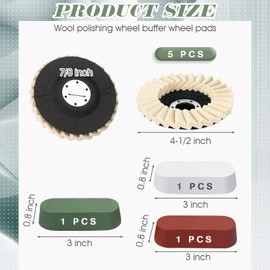 Heigble 8 Pcs Wool Polishing Wheel Disc and Polishing Compounds Set Includes 5 Pcs Thicken Arbor Buffing Wheel 3 Pcs Buffing Compound 4 1/2 x 7/8 Inch Felt Flap Disc for Angle Grinder, Multi Surface