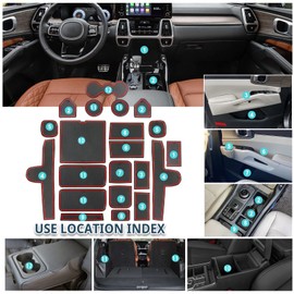 Fit Kia Sorento Door Slot Mats 2021-2025 Kia Sorento 21 PCS/Sets Cup Holder Inserts Interior Mats Kia Sorento Accessories Center Console Liners Compatible with 2021 2022 2023 2024 2025 Kia Sorento