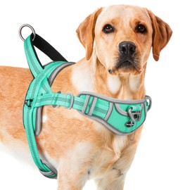 ADVENTUREMORE No Pull Dog Harness for Large Dogs, Sport Dog Halter Harness Reflective Breathable Dog Vest Escape Proof Dog Harness with Easy Control Front Clip Handle for Training Walking L Teal