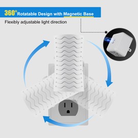 LED Night Light Plug in, 360° Rotating Modern Night Lights Plug into Wall, 3000K/5000K Toggle, Sensor Dusk To Dawn, 0-100 LM Dimmable Night Lights for Bathroom Bedroom Kitchen Hallway Stairs, 2 Pack