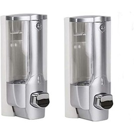 Bekasa Soap Dispenser 350ml Cup Wall Mounted Manual Soap Dispenser for Home Bathroom Kitchen Hotels Restaurants (2 Pack, Silver)