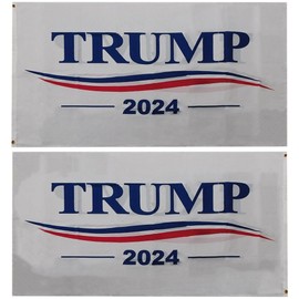 Alternative Novelties Trump 2024 Wave White 3'x5' 3 Foot x 5 Foot Double Sided Rough Tex 100D Printed Polyester Flag Banner