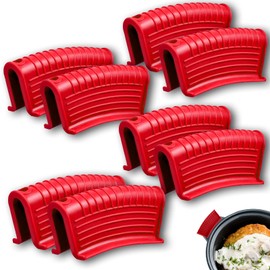EVAHOM 8 Pack Cast Iron Pot Assist Handle Covers High Heat Resistance, Anti-slip Silicone Skillet Handle Cover Any Frying Cast Iron Skillet Metal Pan, Washable Reusable Rubber Pot Holder Sleeves Red