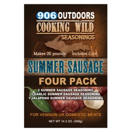Cooking Wild Seasonings SUMMER SAUSAGE Variety Four Pack, Seasons up to 20 pounds of Wild Game or Domestic Meat, 14.3 ounce, includes cure packets