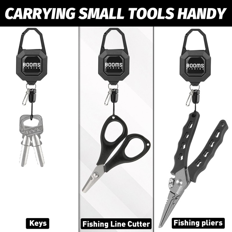 Booms Fishing Locking Zinger Retractor: 2 Pack Retractable Keychain, RG4