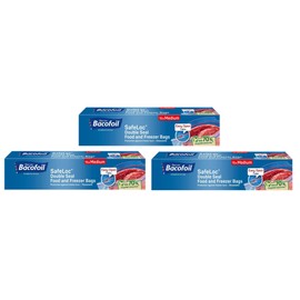 45 x Double Seal Food Storage and Freezer Bags with Easy Open Tabs, Extra Thick Film, Prevent Leaks and Freezer Burn, Reusable and Resealable, BPA Free - (3 x 15 Bags) Size - MEDIUM