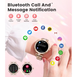 LIGE Smart Watches for Women (Answer/Make Call) with Diamonds，1.19” AMOLED Smartwatch with Heart Rate/SpO2/Sleep Monitor,IP68 Waterproof Fitness Tracker 111 Sport Modes Pedometer for Android iOS,Gold