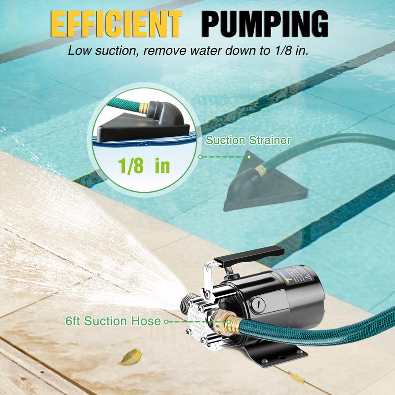 Trupow 1/10HP 330GPH 115-Volt Mini Portable Electric Utility Sump Transfer