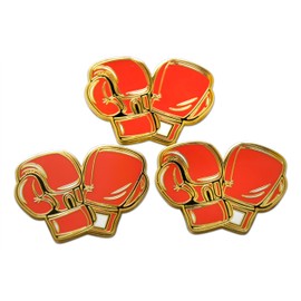 Novel Merk Fighting – Boxing Lapel Pin, Hat Pin & Tie Tack Set - with Clutch Back (3- Red Gloves)