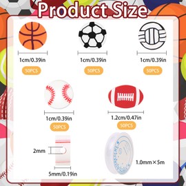 CCOZN 250 Pcs Sports Ball Beads for Jewelry Making, Sports Polymer Clay Beads Bulk with Box, 10mm Baseball Volleyball Basketball Soccer Football Beads Charms for DIY Crafts Bracelet
