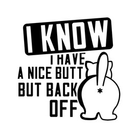 I Know I Have a Nice Butt But Back Off Funny NOK Decal Vinyl Sticker |Cars Trucks Vans Walls Laptop| Black |5.5 x 5.5 in|NOK2285