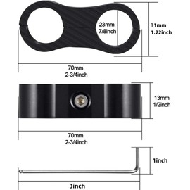 5-Piece Aluminum Hose Separator Clamp Adapter Set with Wrench - Suitable for Fuel, Brake, Water, and Gas Lines (Black, AN12)