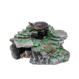 Moonorange Turtle Basking Platform Turtle Tank Decoration for Aquariums & Terrarium, Turtle, Lizard, Reptile Habitat Hideout (Black)