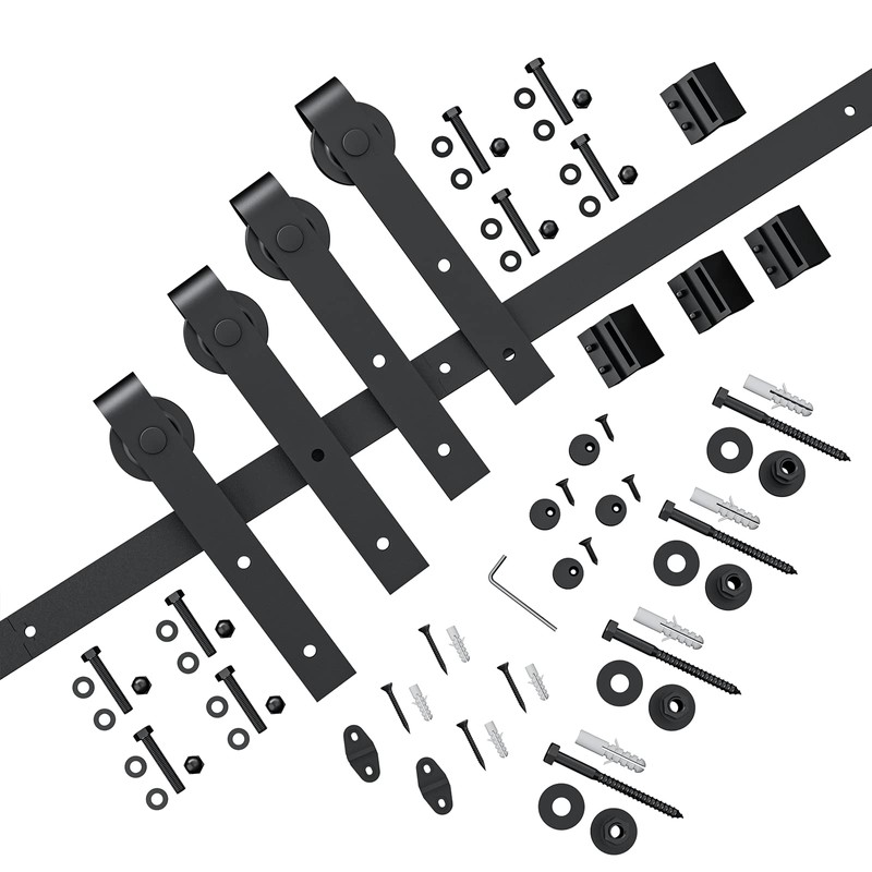 Signstek 12 FT Double Sliding Barn Door Hardware Track Kit,