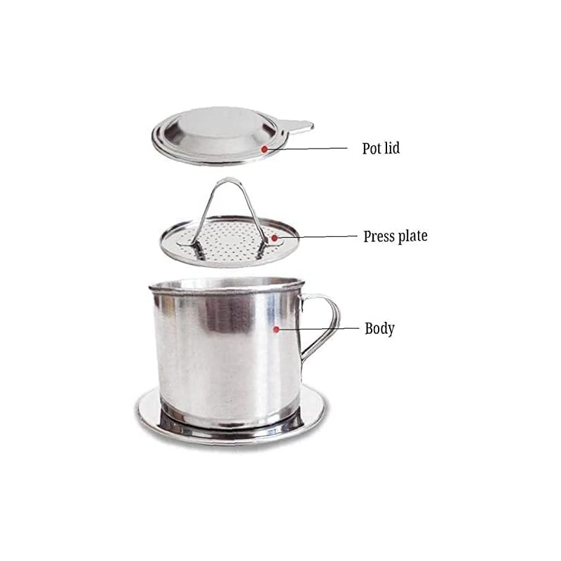 1 Set Vietnamese Coffee Filter Stainless Steel Coffee Pot Drip