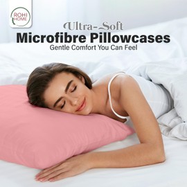 Rohi Microfibre Pink Pillowcases 4 Pack – Ultra Soft & Smooth Pillow Covers with Envelope Closure – Fade Resistant & Breathable Pillow Cases – Standard Size (50x75 cm)