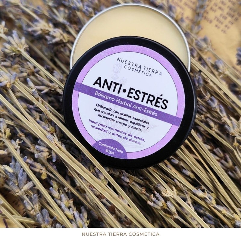 Nuestra Tierra Cosmetica Bálsamo Herbal Anti-Estrés, Aceites Esenciales para Relajación,