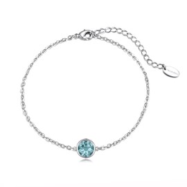 Philip Jones Blue Crystal Anklet Created with Zircondia® Crystals