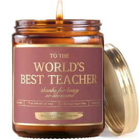 World's Best Teacher Lavender Scented Soy Candle ; Teacher Gift for Christmas, Birthday | Teacher Candle Gifts for Teachers Appreciation, Thank You Preschool Teacher Presents Idea for Women Educators