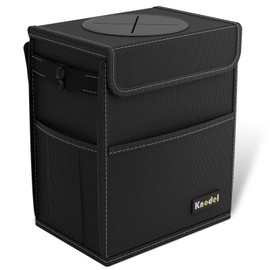 K KNODEL K KNODEL Car Bin, Car Bin with Lid, Car Bin for Tidy Use, Foldable and Waterproof Car Bin, Adjustable Straps and Multiple Pockets (Medium, Black)