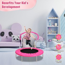 Lyromix 36 Inch Mini Trampoline for Kids with Handle, Indoor Small Trampoline for Toddlers