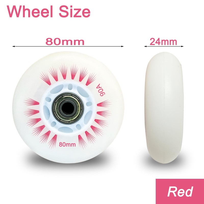 Luminescent Roller Blade Wheels 76mm/80mm ABEC-9 Bearings for Indoor &