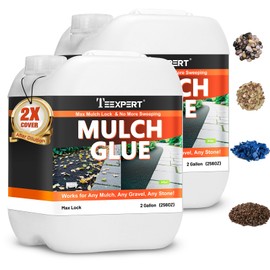 Teexpert Mulch Rock Glue for Landscaping 4 Gallon, Strong Pea Gravel Resin Binder, Safe Rubber Mulch Glue Outdoor Lock Anchor for Cypress, Lawn, Garden, Landscape Edging