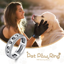 PARYFO Fidget Rings 925 Sterling Silver Paw Ring for Women Girls Spinner Ring for Anxiety Stress Relief Jewellery Gifts for Women Men Couple Sterling Silver, Sterling Silver, None