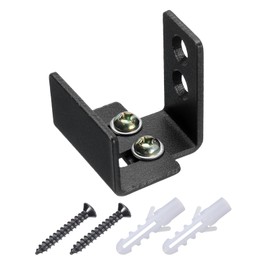 QUARKZMAN Barn Door Guide Adjustable U Bracket Flush Design Flat Swing Plug Carbon Steel Sliding Barn Door Fitting Set for Door Cabinet Black