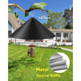 19 Inch Metal Squirrel Baffle for Bird Feeder, Squirrel Proof for Hanging Bird Feeder, Outdoor Bird Feeder Cover, Hummingbird Feeder Umbrella, Rust Chew Proof Heavy Duty