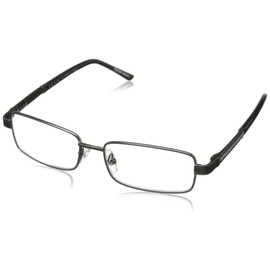 Foster Grant Men's Jagger Square Reading Glasses, Gunmetal/Transparent, 59 mm, +1.50