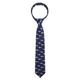 Alizeal Boys Zip Up Tie Pre Tied Slim Tie Kids School Prom Party, Blue-Yellow Shark, One size fits all