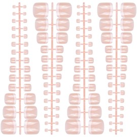 Pack of 112 French False Nails, Natural Artificial Toenails for Sticking, Short Nail Tips, False Nail Tips, Press On Nails for Women, DIY French Manicure Decoration