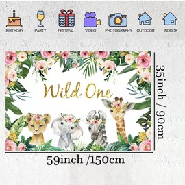 Safari Wild One Backdrop Safari Animal First Birthday Party Background Jungle Girl 1st Birthday Party Decoration Photography Background Birthday Poster 5ft