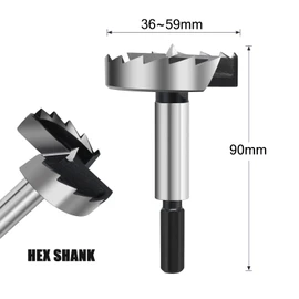 NIBBLAX 45mm Forstner Drill Bit for Woodworking, 1-3/4 Inch Forstner Bit Wood Drill Bits for Holes, Hinge Cutter (Ø45mm, Length 90mm, HEX Shank)