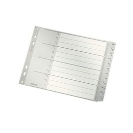 Leitz 12880085 A4 Index Dividers Cardboard Cover and 20 Plastic Dividers with Monthly Print Dec-Jan, Half Height and Extra Width, Grey