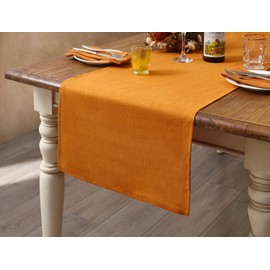 DAPU Pure Linen Table Runners, 40×180cm, 100% French Flax Decorative Soft Table Cover, Orange