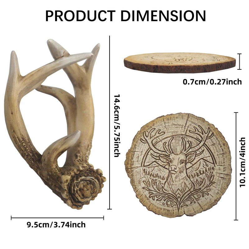 Deer Antler Rustic Coasters, Drink Coasters Set of 6, Handmade